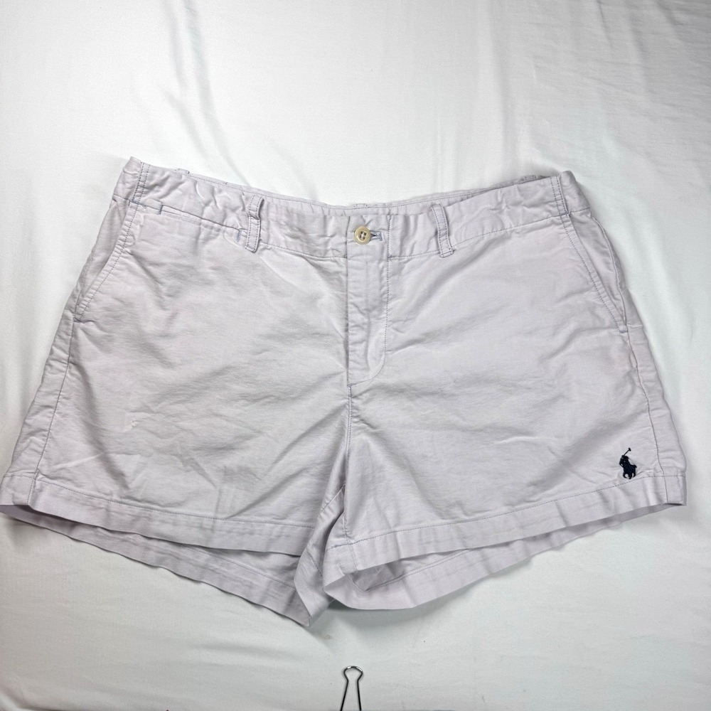 Ralph Lauren Pony Shorts Women 10 Light Lavender Gray Preppy Classic 100% Cotton